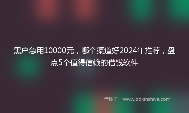 黑户急用10000元，哪个渠道好2024年推荐，盘点5个值得信赖的借钱软件