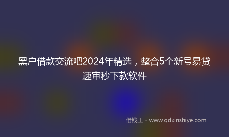 黑户借款交流吧2024年精选，整合5个新号易贷速审秒下款软件
