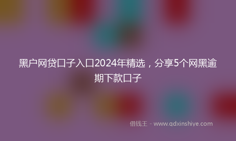 黑户网贷口子入口2024年精选，分享5个网黑逾期下款口子