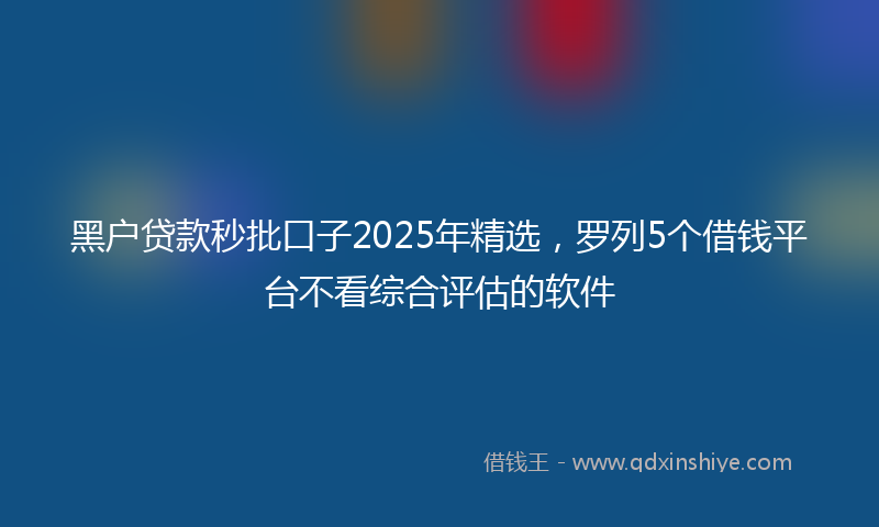 黑户贷款秒批口子2025年精选，罗列5个借钱平台不看综合评估的软件
