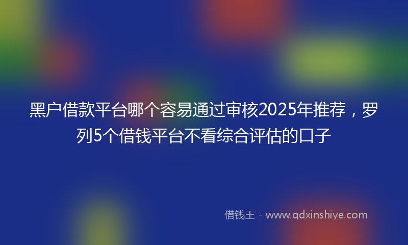黑户借款平台哪个容易通过审核2025年推荐，罗列5个借钱平台不看综合评估的口子