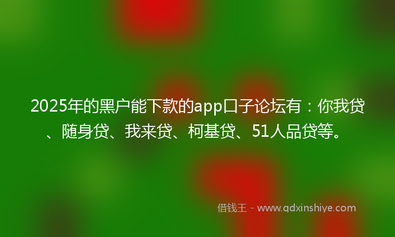 2025年的黑户能下款的app口子论坛有：你我贷、随身贷、我来贷、柯基贷、51人品贷等。