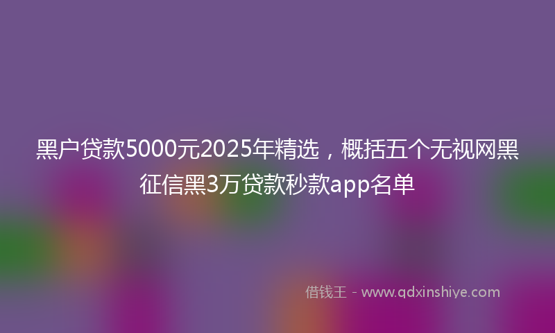 黑户贷款5000元2025年精选，概括五个无视网黑征信黑3万贷款秒款app名单