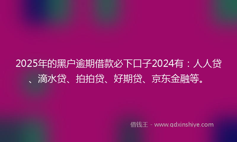 2025年的黑户逾期借款必下口子2024有：人人贷、滴水贷、拍拍贷、好期贷、京东金融等。