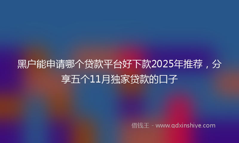 黑户能申请哪个贷款平台好下款2025年推荐，分享五个11月独家贷款的口子