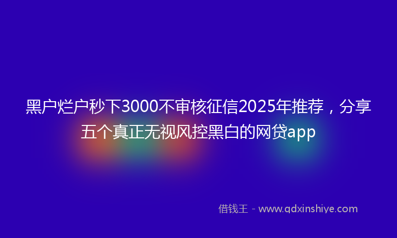 黑户烂户秒下3000不审核征信2025年推荐，分享五个真正无视风控黑白的网贷app