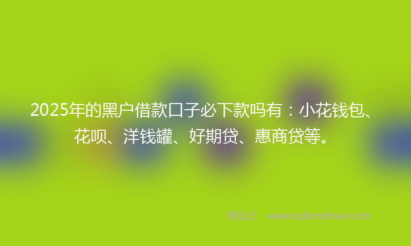 2025年的黑户借款口子必下款吗有：小花钱包、花呗、洋钱罐、好期贷、惠商贷等。