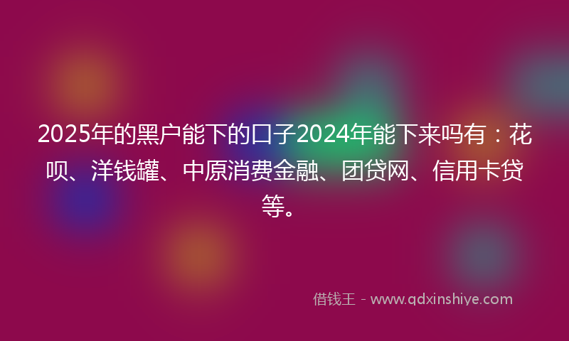2025年的黑户能下的口子2024年能下来吗有：花呗、洋钱罐、中原消费金融、团贷网、信用卡贷等。