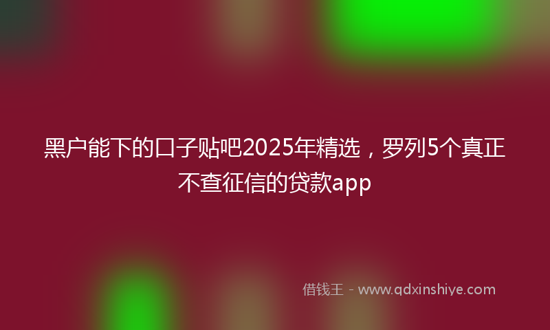 黑户能下的口子贴吧2025年精选，罗列5个真正不查征信的贷款app