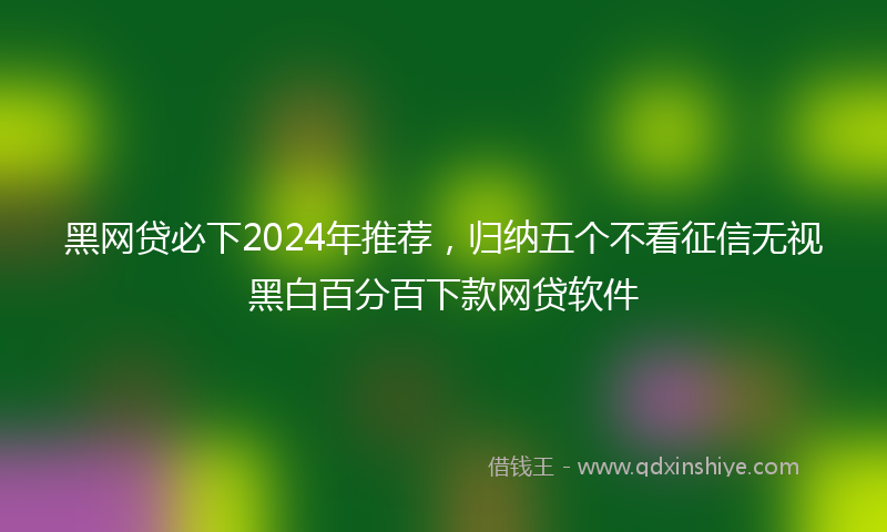 黑网贷必下2024年推荐，归纳五个不看征信无视黑白百分百下款网贷软件
