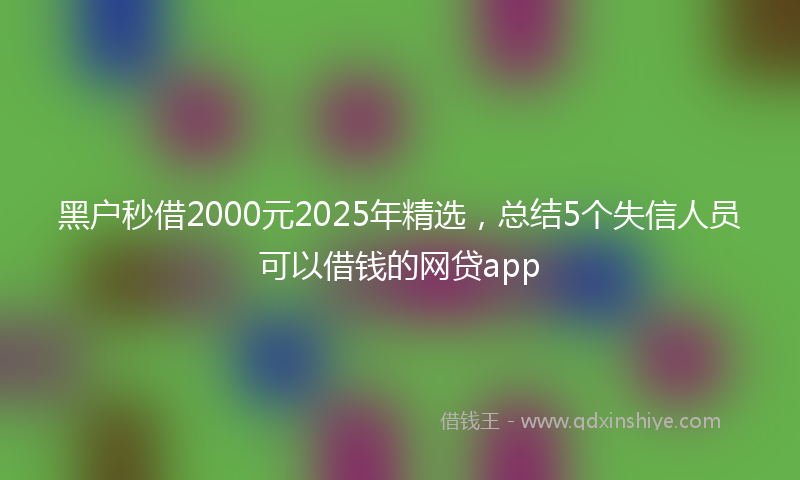 黑户秒借2000元2025年精选，总结5个失信人员可以借钱的网贷app