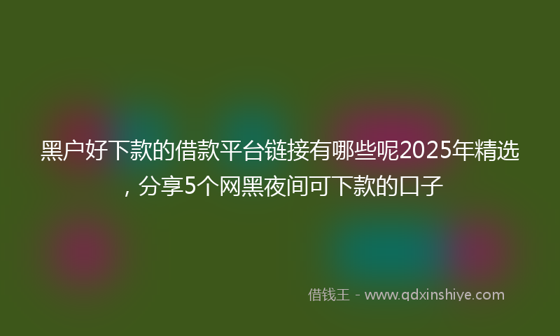 黑户好下款的借款平台链接有哪些呢2025年精选，分享5个网黑夜间可下款的口子