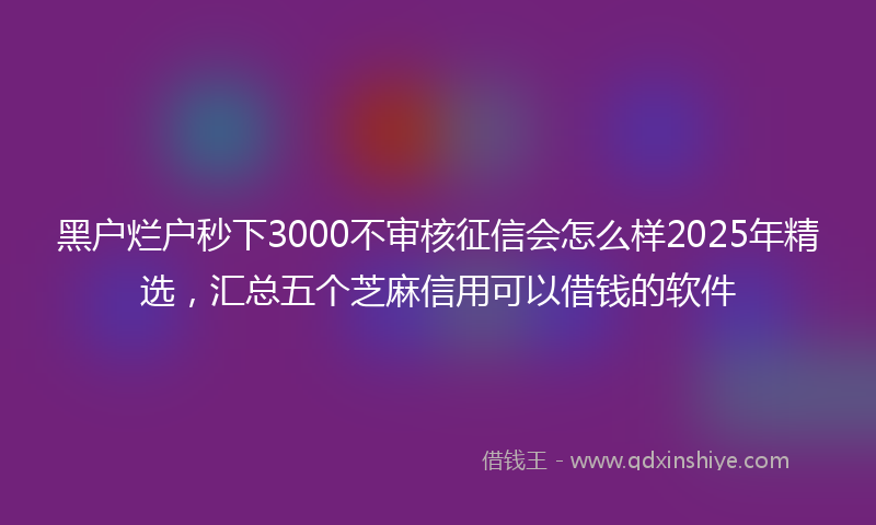 黑户烂户秒下3000不审核征信会怎么样2025年精选，汇总五个芝麻信用可以借钱的软件