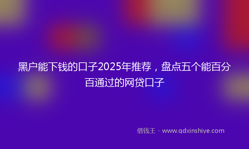 黑户能下钱的口子2025年推荐，盘点五个能百分百通过的网贷口子