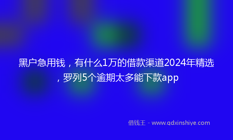 黑户急用钱，有什么1万的借款渠道2024年精选，罗列5个逾期太多能下款app