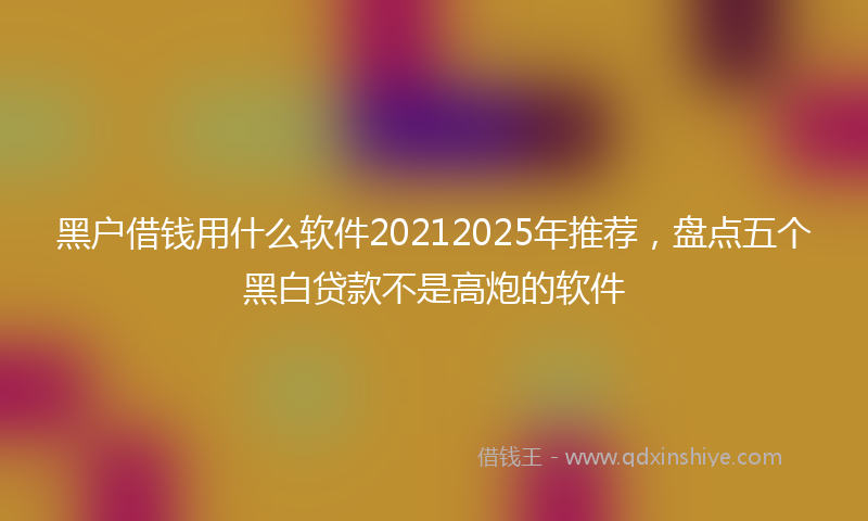 黑户借钱用什么软件20212025年推荐，盘点五个黑白贷款不是高炮的软件