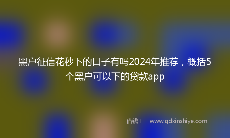 黑户征信花秒下的口子有吗2024年推荐，概括5个黑户可以下的贷款app
