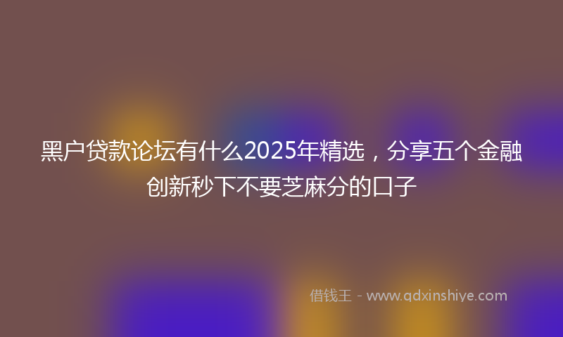 黑户贷款论坛有什么2025年精选，分享五个金融创新秒下不要芝麻分的口子