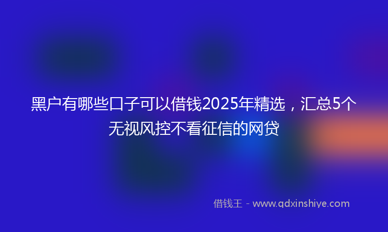黑户有哪些口子可以借钱2025年精选，汇总5个无视风控不看征信的网贷