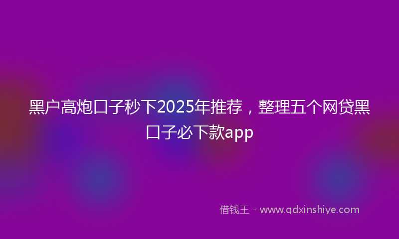 黑户高炮口子秒下2025年推荐，整理五个网贷黑口子必下款app