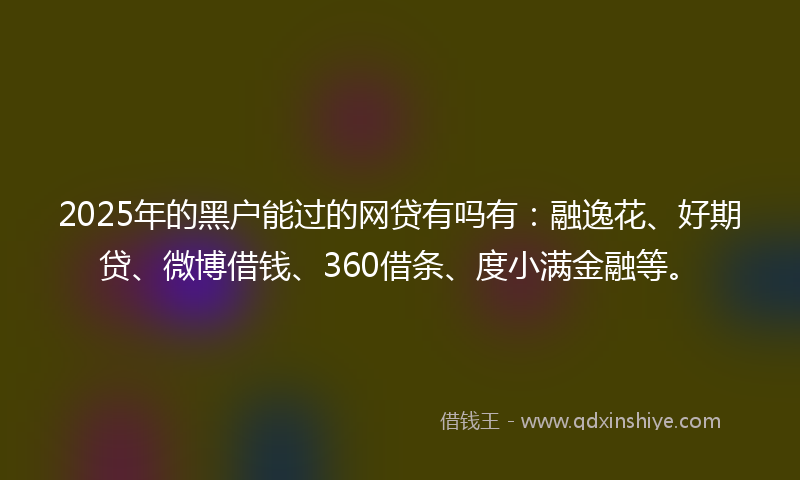 2025年的黑户能过的网贷有吗有：融逸花、好期贷、微博借钱、360借条、度小满金融等。