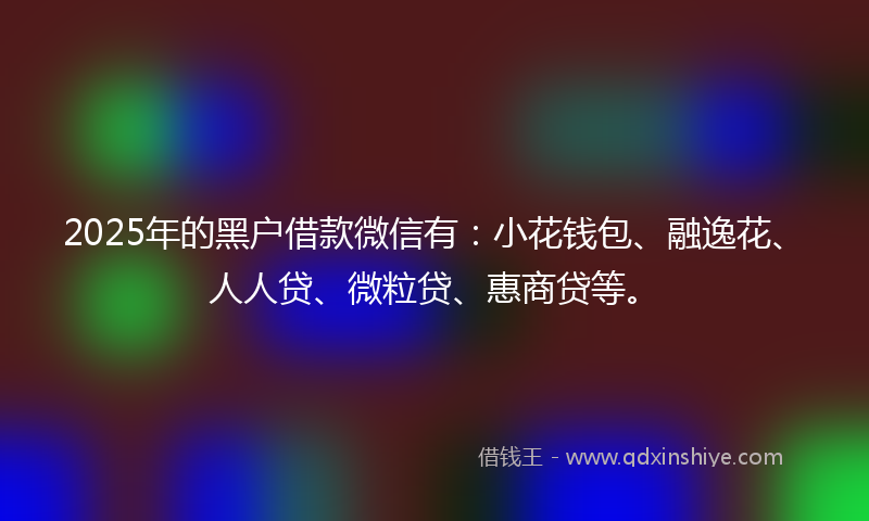 2025年的黑户借款微信有：小花钱包、融逸花、人人贷、微粒贷、惠商贷等。
