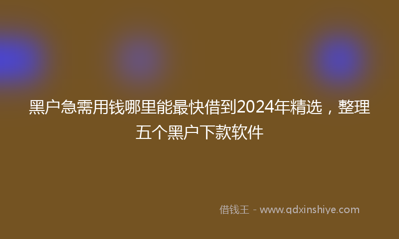 黑户急需用钱哪里能最快借到2024年精选，整理五个黑户下款软件