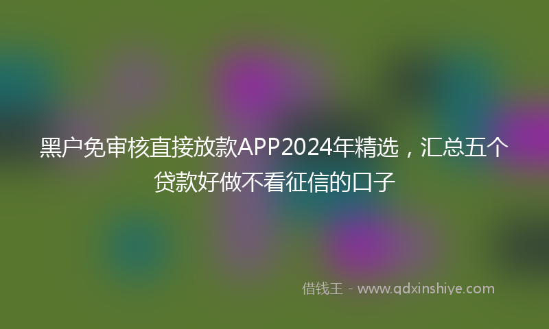 黑户免审核直接放款APP2024年精选，汇总五个贷款好做不看征信的口子