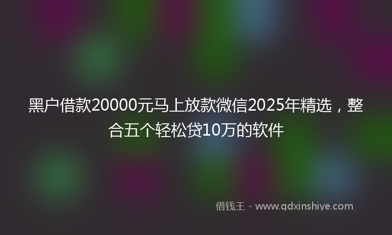 黑户借款20000元马上放款微信2025年精选，整合五个轻松贷10万的软件
