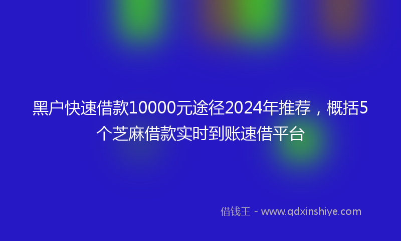 黑户快速借款10000元途径2024年推荐，概括5个芝麻借款实时到账速借平台