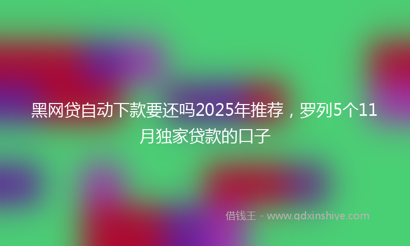 黑网贷自动下款要还吗2025年推荐，罗列5个11月独家贷款的口子