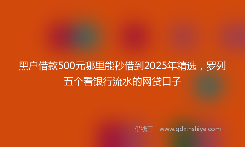 黑户借款500元哪里能秒借到2025年精选，罗列五个看银行流水的网贷口子