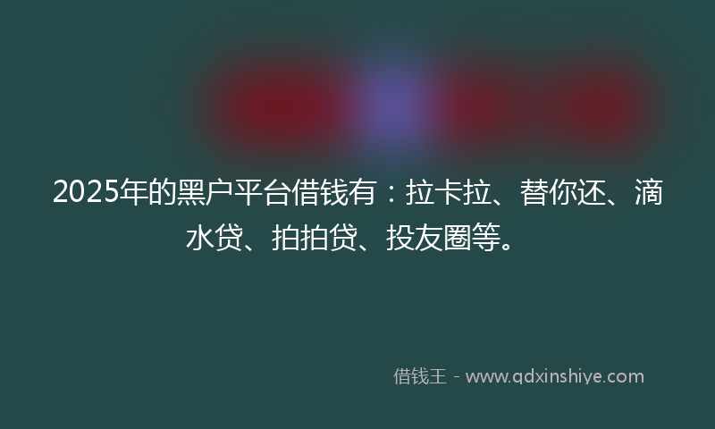 2025年的黑户平台借钱有：拉卡拉、替你还、滴水贷、拍拍贷、投友圈等。