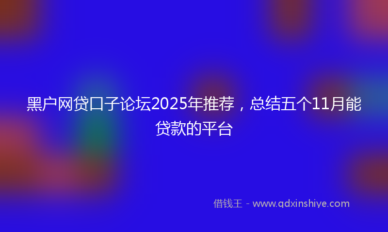 黑户网贷口子论坛2025年推荐，总结五个11月能贷款的平台
