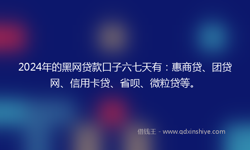 2024年的黑网贷款口子六七天有：惠商贷、团贷网、信用卡贷、省呗、微粒贷等。