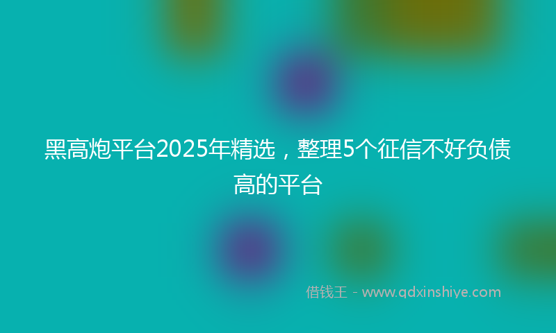 黑高炮平台2025年精选，整理5个征信不好负债高的平台