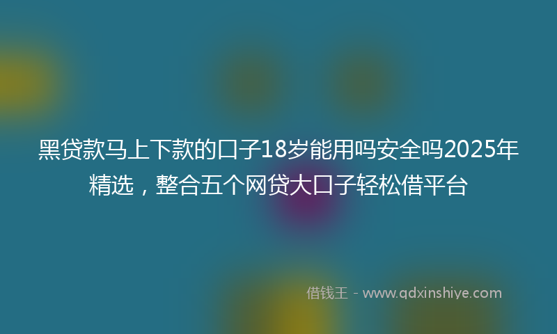 黑贷款马上下款的口子18岁能用吗安全吗2025年精选，整合五个网贷大口子轻松借平台