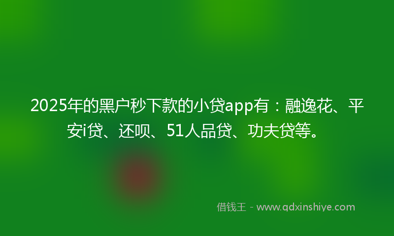 2025年的黑户秒下款的小贷app有：融逸花、平安i贷、还呗、51人品贷、功夫贷等。