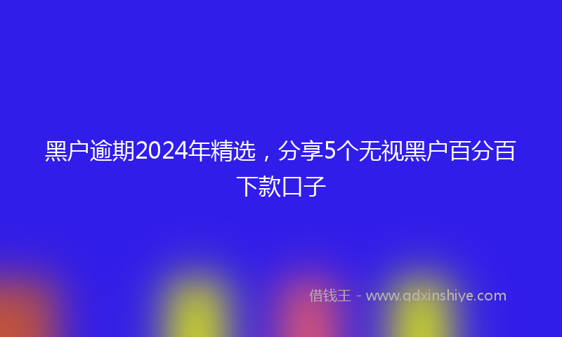 黑户逾期2024年精选，分享5个无视黑户百分百下款口子