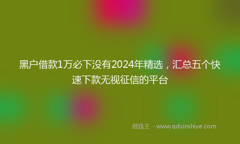 黑户借款1万必下没有2024年精选，汇总五个快速下款无视征信的平台