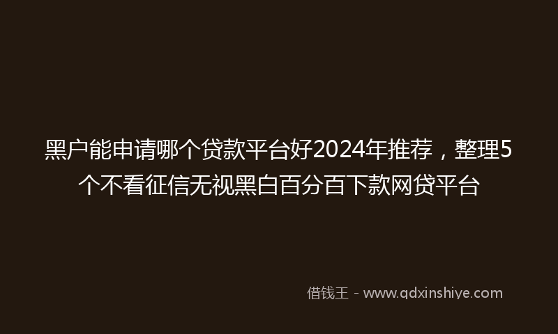 黑户能申请哪个贷款平台好2024年推荐，整理5个不看征信无视黑白百分百下款网贷平台