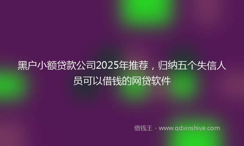 黑户小额贷款公司2025年推荐，归纳五个失信人员可以借钱的网贷软件