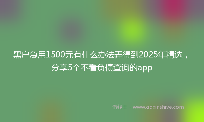 黑户急用1500元有什么办法弄得到2025年精选，分享5个不看负债查询的app