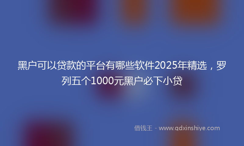 黑户可以贷款的平台有哪些软件2025年精选，罗列五个1000元黑户必下小贷