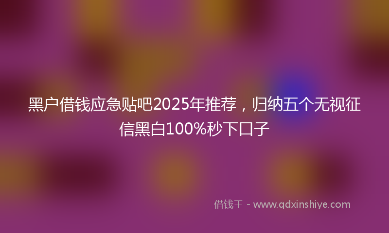 黑户借钱应急贴吧2025年推荐，归纳五个无视征信黑白100%秒下口子