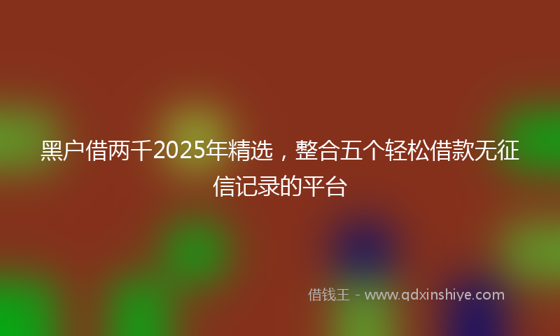 黑户借两千2025年精选，整合五个轻松借款无征信记录的平台