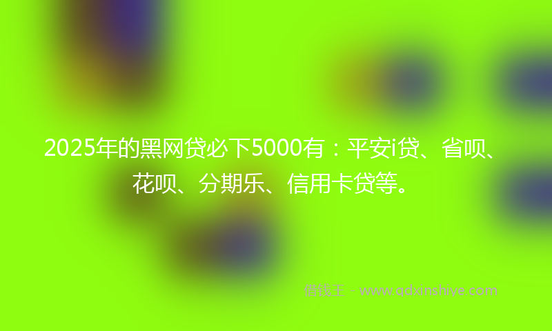2025年的黑网贷必下5000有：平安i贷、省呗、花呗、分期乐、信用卡贷等。