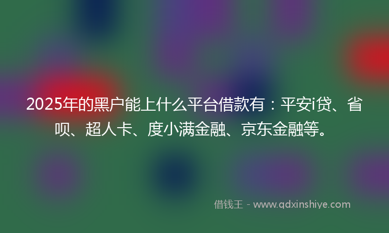 2025年的黑户能上什么平台借款有：平安i贷、省呗、超人卡、度小满金融、京东金融等。