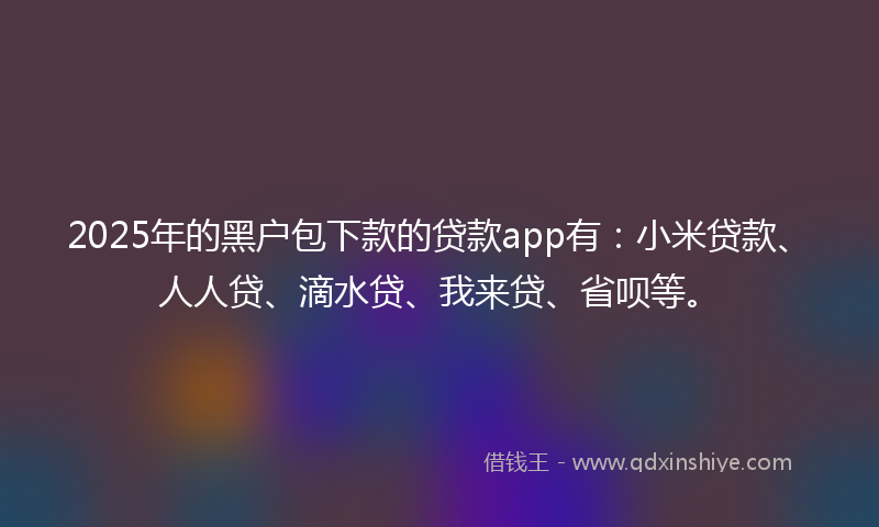 2025年的黑户包下款的贷款app有：小米贷款、人人贷、滴水贷、我来贷、省呗等。