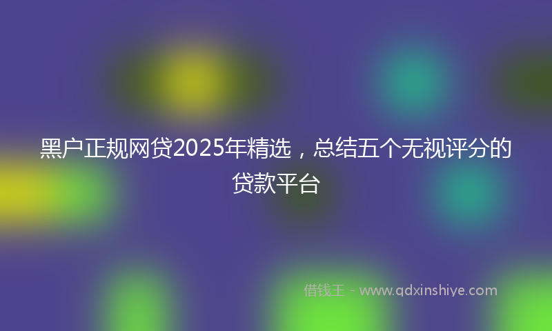 黑户正规网贷2025年精选，总结五个无视评分的贷款平台